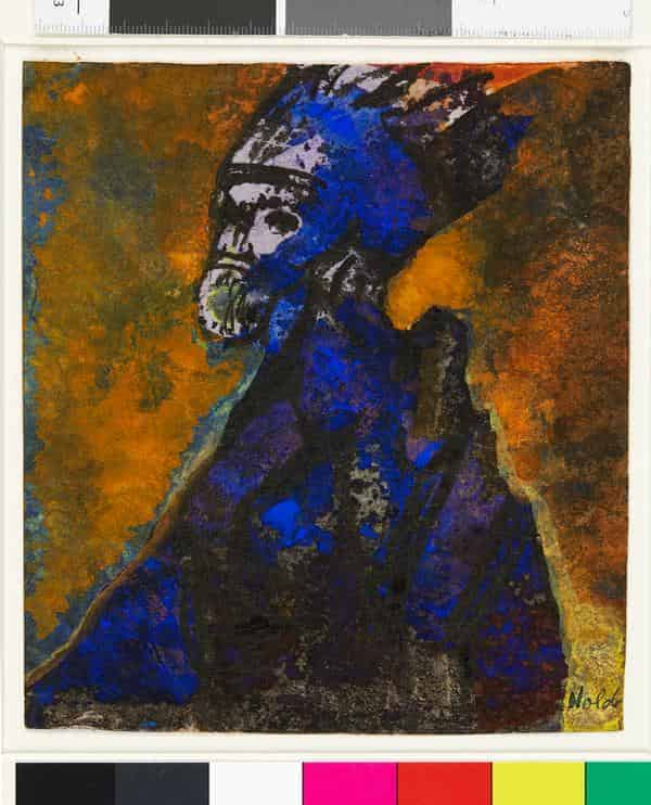 Emil Nolde: Alter König, 1930er - 1950er Jahre, Aquarell und Tusche, Feder und Pinsel, 16 x 14,5 cm, Stiftung Seebüll Ada und Emil Nolde