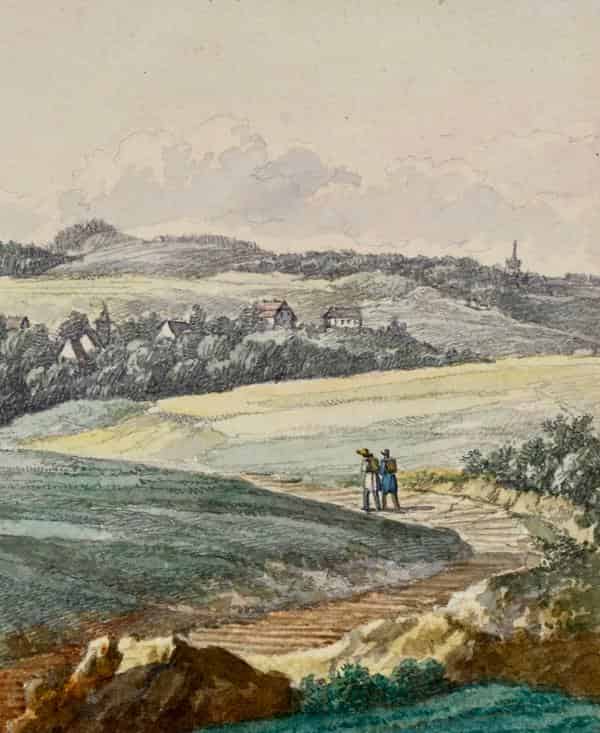 Traugott Faber, Blick auf Kospoda, 1838, Aquarell, Museum Georg Schäfer, Schweinfurt 