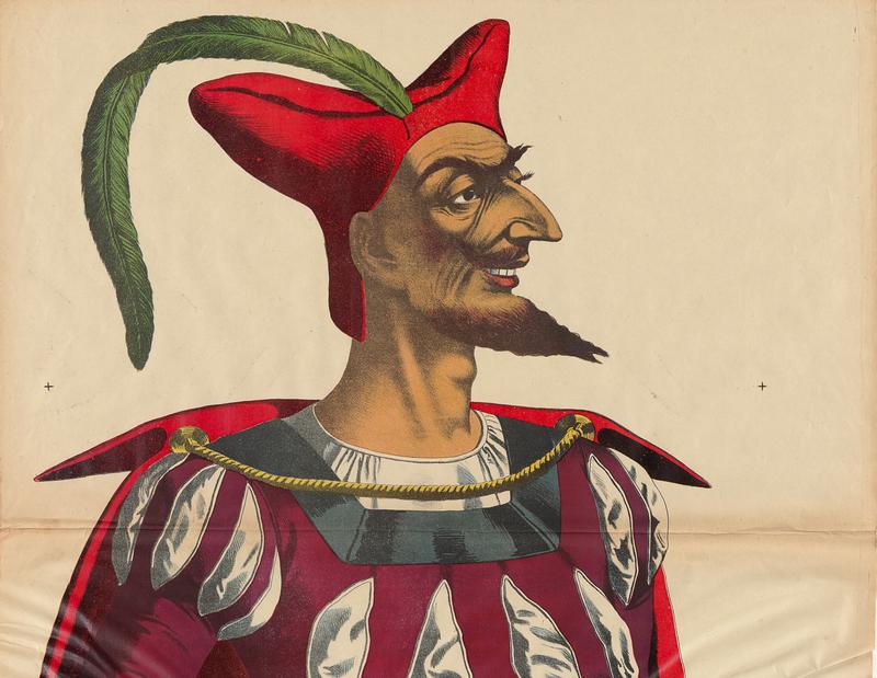 Mephistopheles, lebensgroße Papierfigur aus Weißenburg im Elsass, HAAB-Sign.: 285357D, 165 × 67,5 cm, Detail