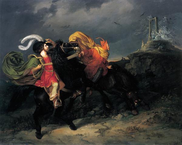 Franz Krammer, Faust und Mephisto auf dem Blocksberg, 1834, Öl auf Leinwand, Museum Georg Schäfer, Schweinfurt
