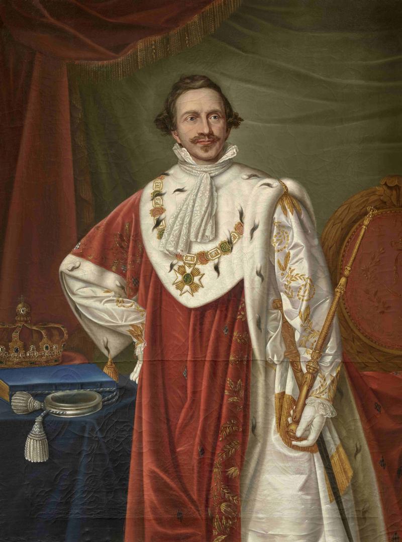 König Ludwig I. von Bayern im Krönungsornat von 1825 Gemälde, 1841-1848 Unbekannter Künstler, Museen der Stadt Aschaffenburg, MSA 985