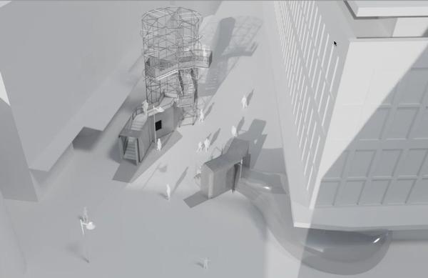 3D Rendering des Gebiets rund um den ehemaligen Kaufhof