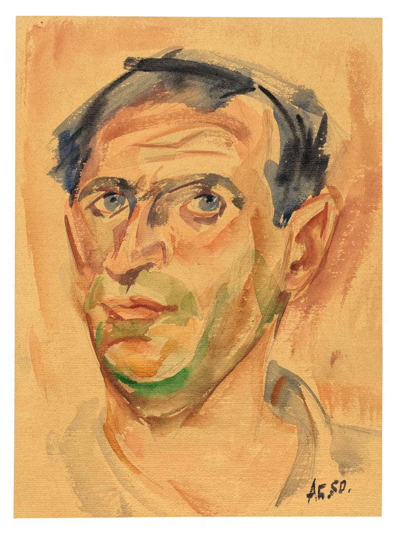 Alexej Borutscheff: Selbstporträt. Aquarell, um 1955. Staatsbibliothek Bamberg, Mas.Add.1025(F 4.