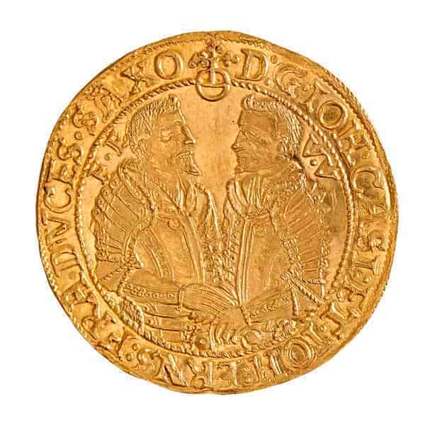 Doppeldukat mit den Hüftbildern von Johann Casimir und Johann Ernst, 1603