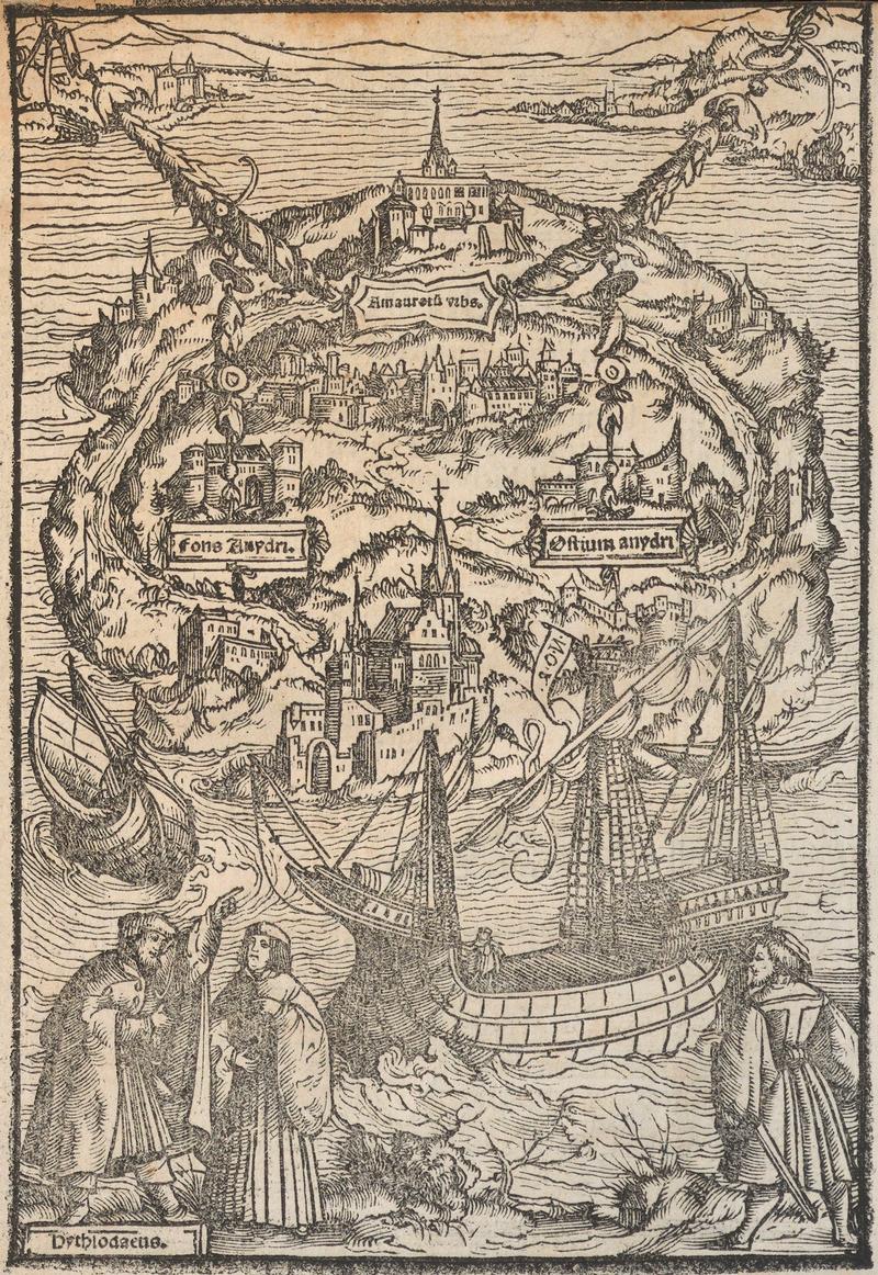 Ambrosius Holbein: Ansicht der Insel Utopia, aus Thomas Morus: Die neue Insel Utopia, Basel, 1524