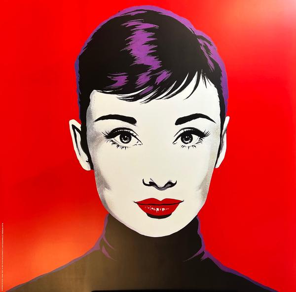 Antonio de Felipe: „AUDREY HEPBURN FONDO ROJO“ 2002, Original-Siebdruck
