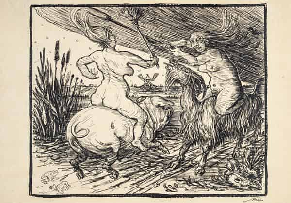 Alfred Kubin, Walpurgisnacht, 1921, Tuschfeder, Einfassungslinie, ein Werk ausgestellt im Kulturspeicher Würzburg