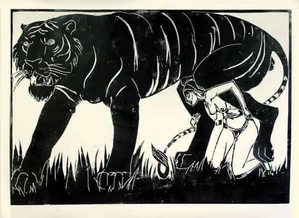„Tiger“, 2019, Holzschnitt