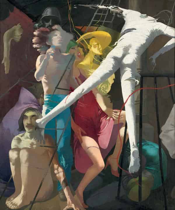 Arno Rink, Das Narrenschiff, 1981/82, Öl auf Hartfaser, 161 x 136 cm