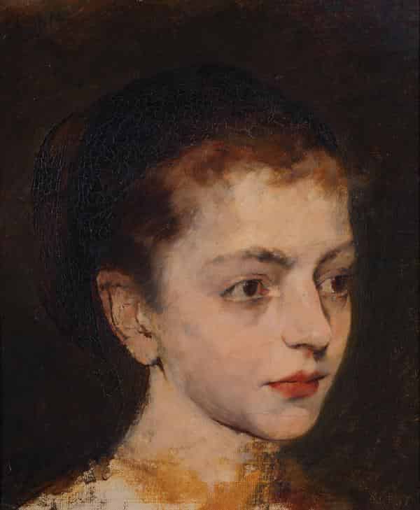 Alois Erdtelt, Porträtstudie einer jungen Dame, um 1875, Öl auf Pappe, 30 x 25 cm, Museum im Kulturspeicher Würzburg, erworben bei Galerie Wolfgang Gurlitt, Berlin, 1944