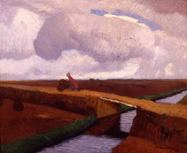 Otto Modersohn, Weidelandschaft an der Nordseeküste mit Kanal, 1911