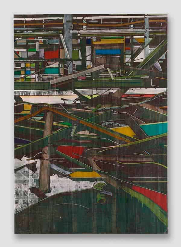Jan Muche OT, 2024, 250 x 180cm, Acryl - Tusche, Asche und Bootslack auf Leinwand 
