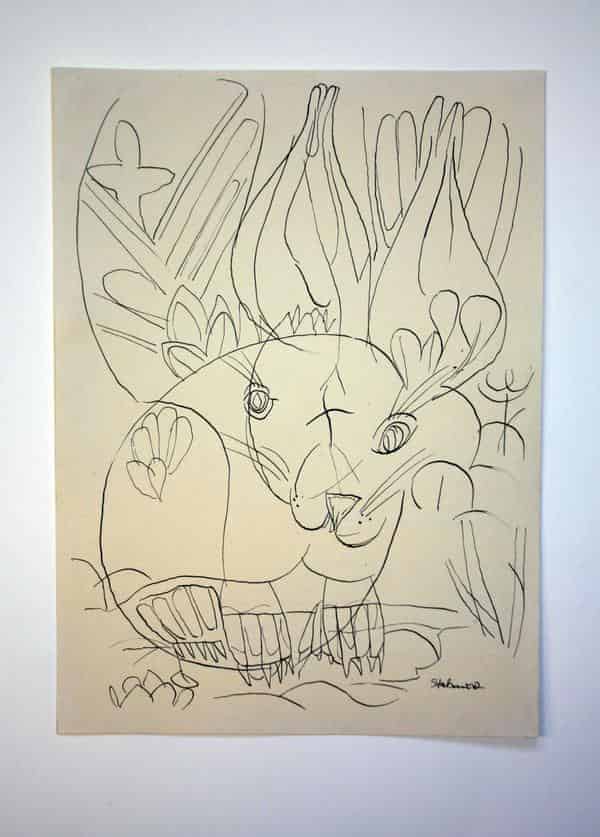 Graphik Aprilhase, Kurt Stabenow, 31 x 22,70 cm, Inv. Nr. Gr.4375 