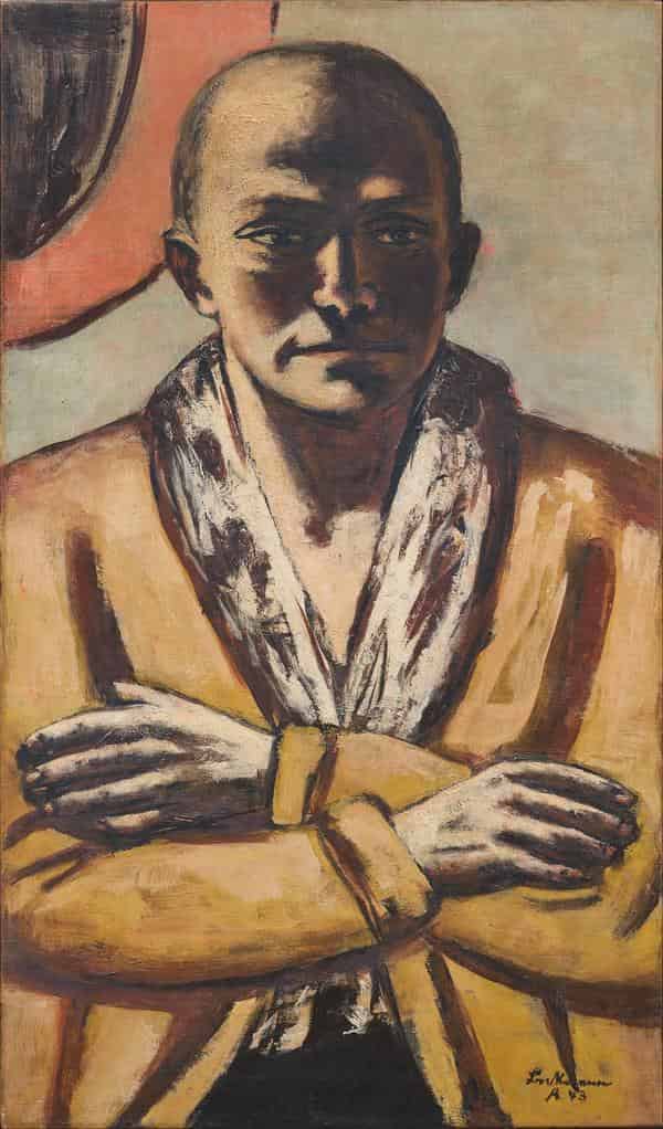 Max Beckmann, Selbstbildnis gelb-rosa, 1943 Öl auf Leinwand 94,5 x 56 cm, Sammlung Würth, Inv. 18854