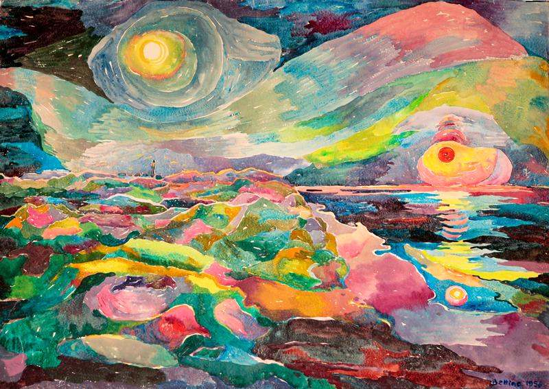 Bettina Heinen-Ayech (1937-2020) Sonnenzyklus auf Sylt, Aquarell auf Papier, 1956
