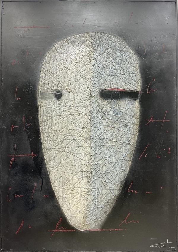 Mahi Binebine, MASQUE No18, Mischtechnik auf Platte, 123x87cm