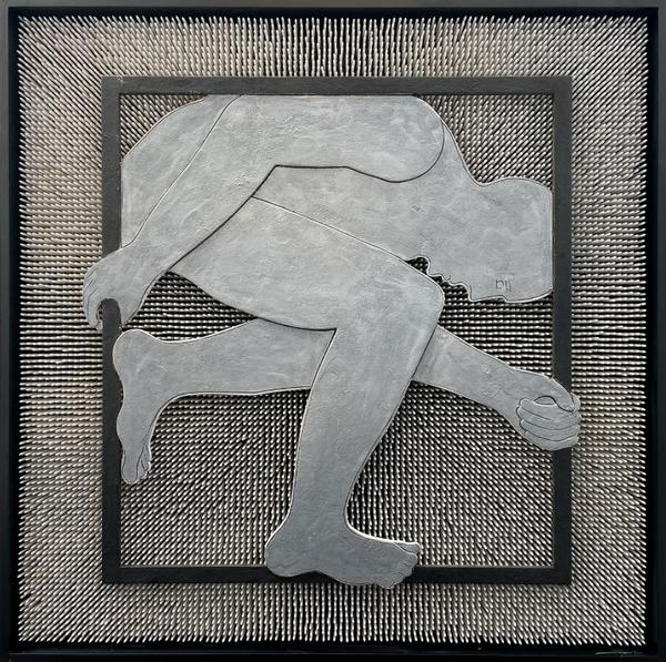 Mahi Binebine, o.T.,  Mischtechnik/Materialcollage, 169x169x14cm