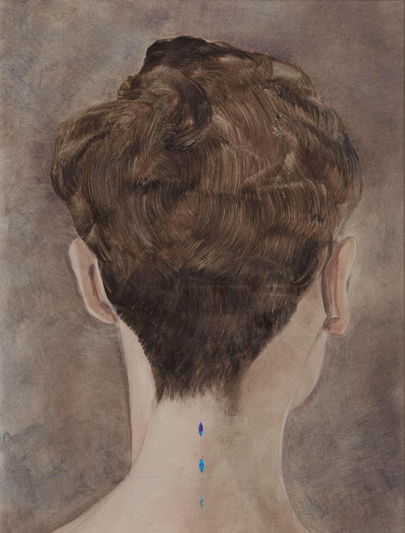 Birgit Nadrau, Ohne Titel (Zeichen), 2019, Öl auf Karton, 40 x 30 cm