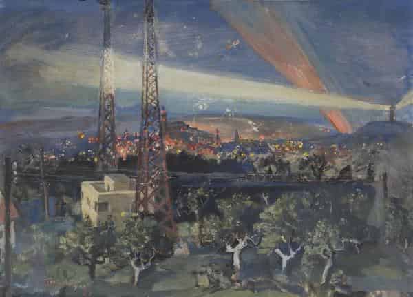 Fritz Steisslinger, Nachtflug über Böblingen, vom Tannenberg aus gesehen, 1935