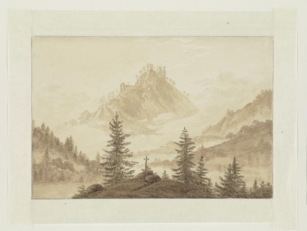 Caspar David Friedrich, Gebirgslandschaft, um 1804, aus Goethes Sammlung