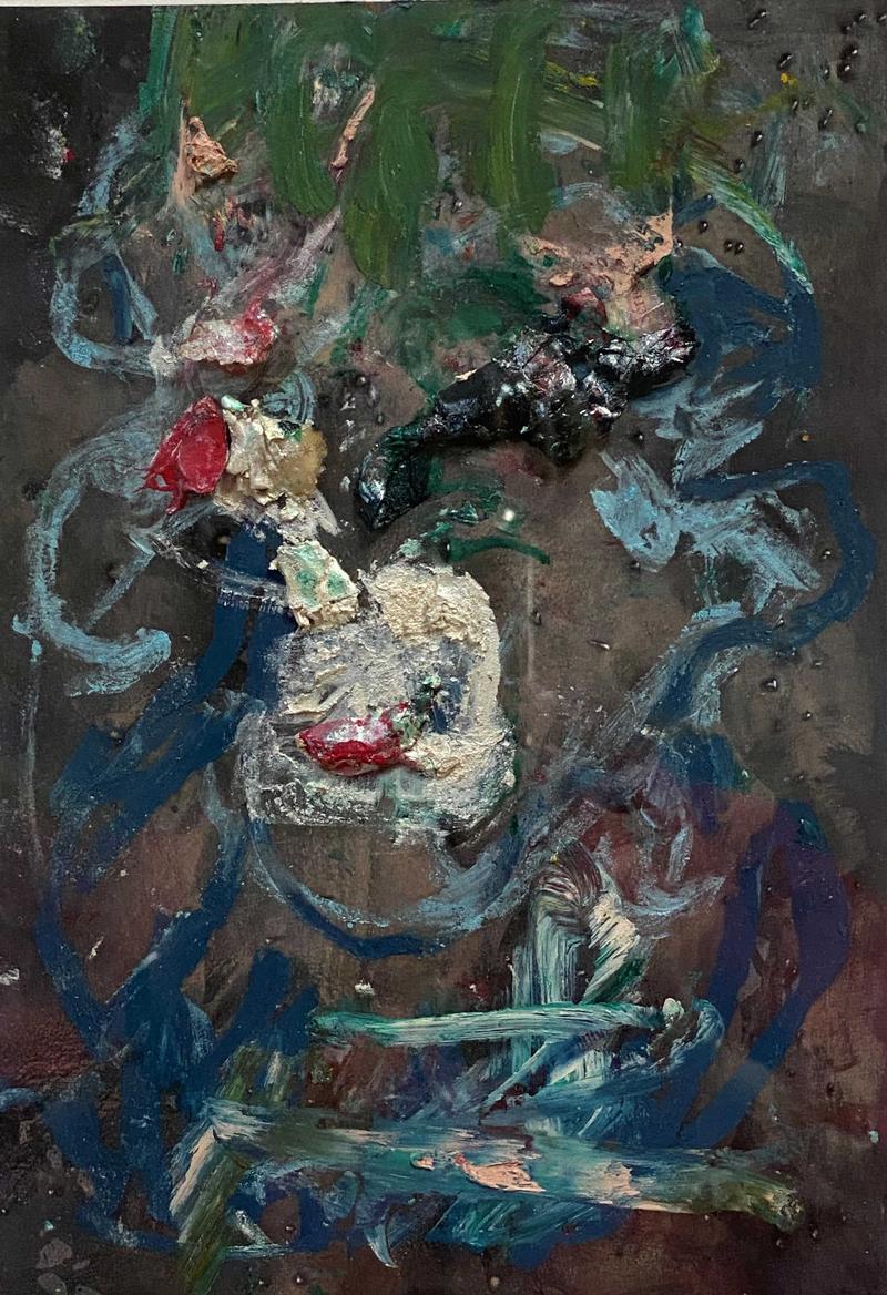 Renate Gehrcke: Kleiner König, Öl auf Karton, 15x10cm