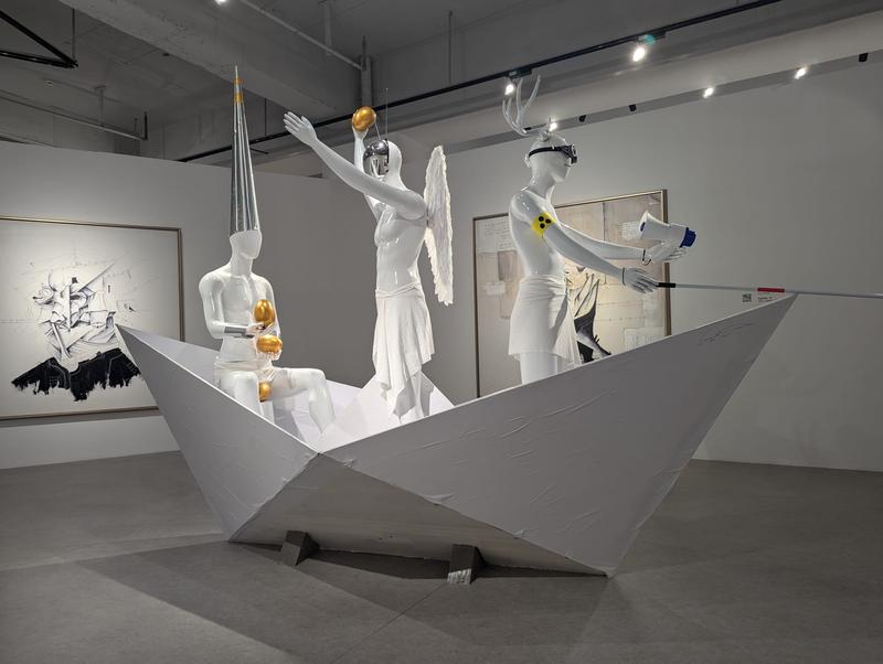 CROW: And the Fools were sailing away, mixed media, 2025