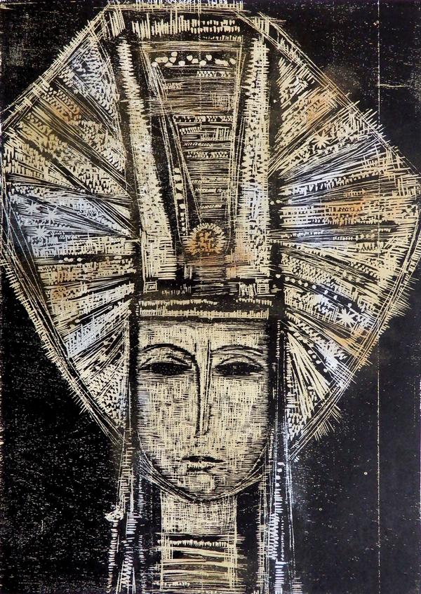 Zlatka Dabova, Kopf II, 1995, Holzschnitt (Weißlinienschnitt), 642 × 455 mm, Inv. Nr. BG-2024.0015/Dabova_Z 