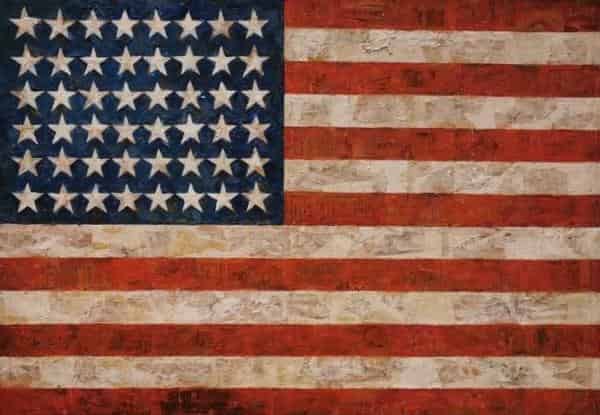 Flag, 1954 - 1955, Enkaustik, Öl und Collage auf Stoff, montiert auf drei Platten Sperrholz
