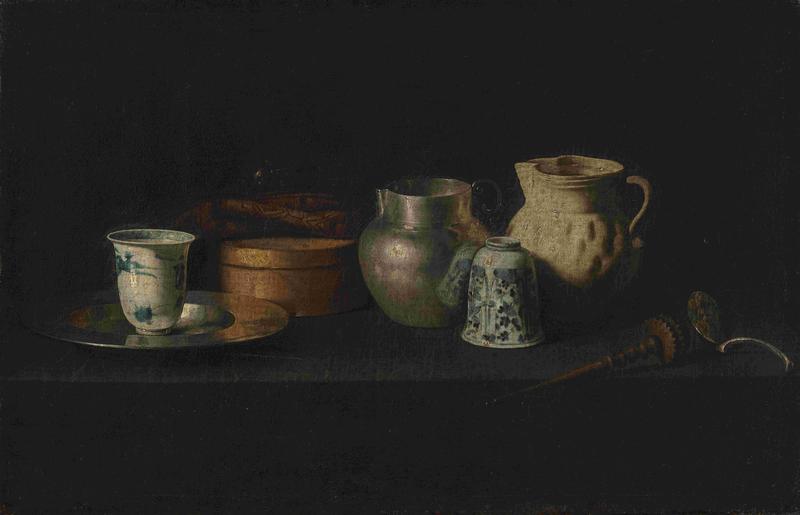 Juan de Zurbarán, Stillleben mit Schokoladenservice, 1640, Öl auf Leinwand, 48 × 75 cm, Bohdan und Varvara Khanenko Nationalmuseum