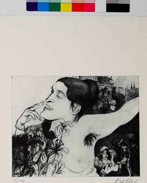 Karl Hubbuch, Milly in Berlin (Die süße Peitsche), 1922 (1967), Radierung, 20x25,4 cm, Privatsammlung