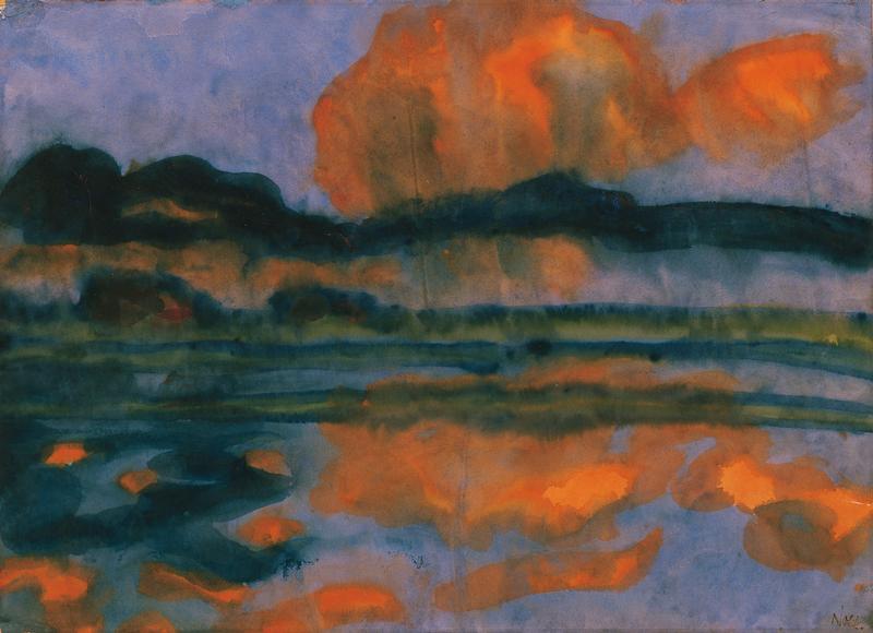 Emil Nolde, Wolkenspiegelung in der Marsch um 1935, Aquarell, 35 x 48 cm, Sammlung Würth, Inv. 3