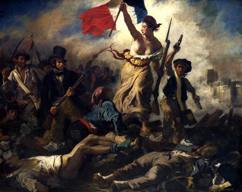 Eug&egrave;ne Delacroix, &bdquo;Die Freiheit f&uuml;hrt das Volk&ldquo;, 1830, &Ouml;l auf Leinwand, 260 x 325 cm
