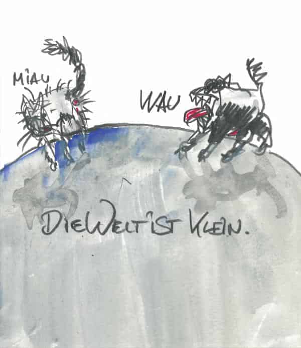 Anders Möhl, Die Welt ist klein, 2020, Bleistift/Guache auf Papier (A4), ca. 16 x 12 cm