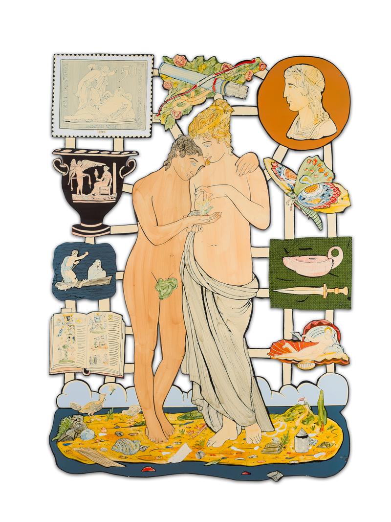 Moritz Götze: Amor & Psyche-Tableau, Emaille-Malerei, 2025