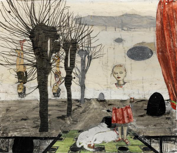 Kerstin Grimm, Kinderspiele: Versteckspiel, 2011-2012, Zeichnungscollage, Privatsammlung Berlin