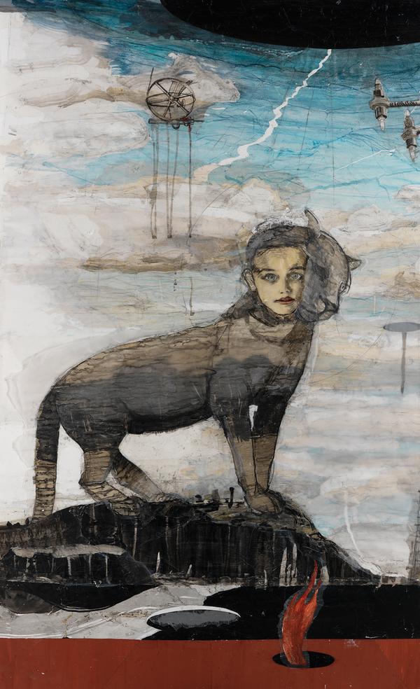 Kerstin Grimm, Sphinx, 2015, Zeichnungscollage, Courtesy Artax Kunsthandel Düsseldorf