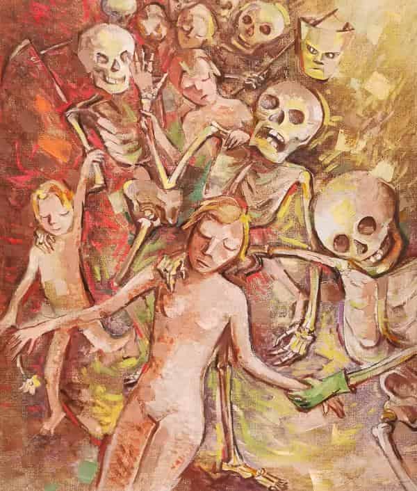 Hannah Höch: Totentanz, 1940 - 1942, Öl auf Leinwand, Helga Brüggemann und Dr. Christoph Danelzik-Brüggemann