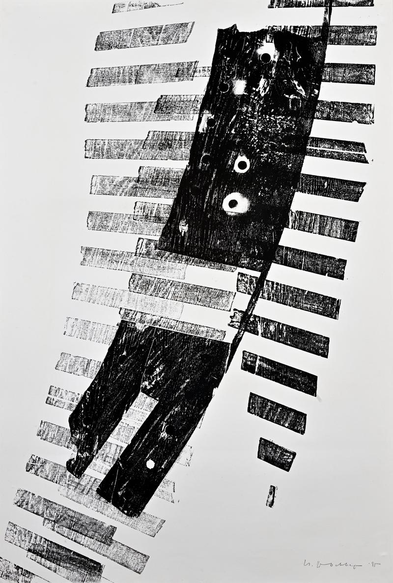 Hans Brockhage, Mühlraddruck, 1995, Holzschnitt, 124 × 83.5 cm, Nachlass Hans Brockhage