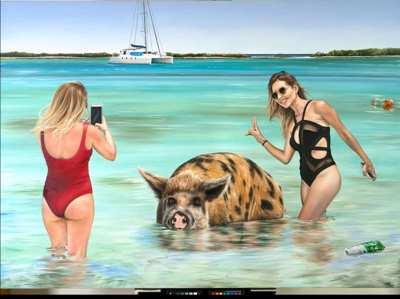 Isabell Heusinger, Stay cool, Öl auf Leinwand, 100 x 140 cm, 2024