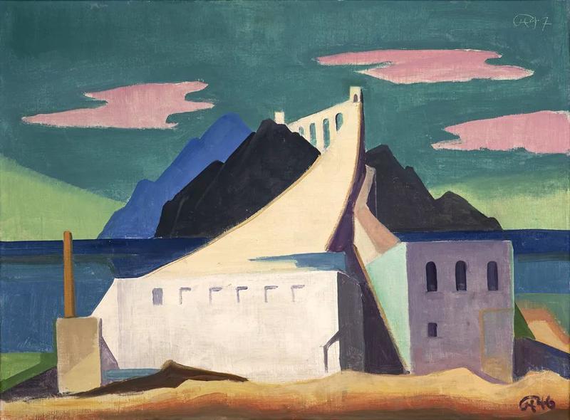 Karl Hofer: Die Br&uuml;cke (2), 1947, &Ouml;l auf Leinwand, 60 x 80 cm, Sammlung Arthouse, Foto: Sophia Kesting