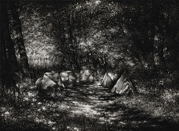 Stefanie Hofer, Kosmos, 2024, Aquatinta & Vernis mou, 50 × 68 cm