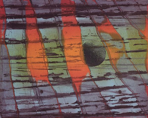 Torben Bo Halbirk (1947–2018) Paris/Frankreich Langsame Musik Reservage, Aquatinta, Viskositätsdruck, 34,5 × 43 cm, auf Hahnemühle-Bütten