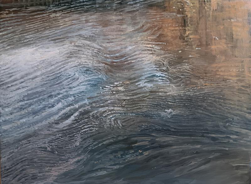 Hubert Sowa, „Regnitz“, 2023, Öl auf Holz, 30 x 40 cm