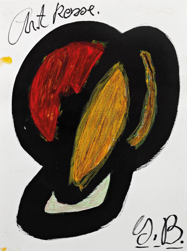 Ida Buchmann, Rosse, 1986, 40 x 30,1 cm, Acryl, Permanentmarker, Tusche, Wachskreiden