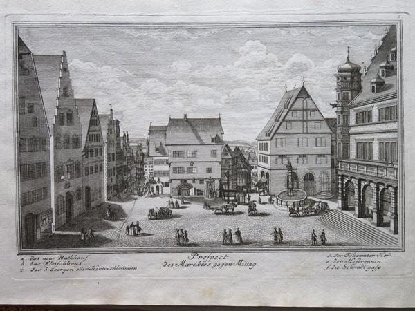 Ein Stich des Marktplatzes aus der Rothenburger von Winterbach Chronik (1905, Seite 48)