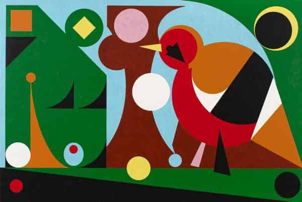 Ad Minoliti, Bird, 2023, Acryl auf Leinwand, 100 x 150 cm, Kunstpalais Erlangen