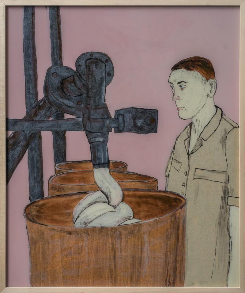 Jan Kummer, Anlagenfahrer, 2019, Eglomisierung, 60 x 50cm