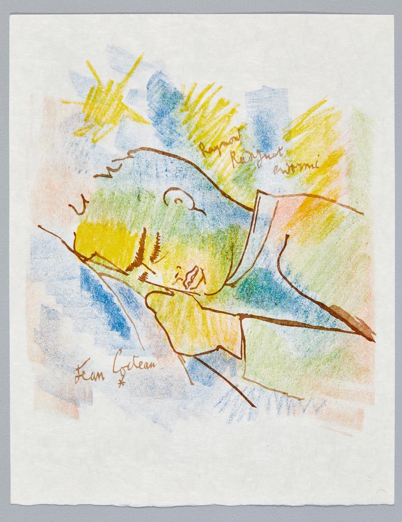 Jean Cocteau, Raymond Radiguet endormi, 1950er Jahre, Farblithographie