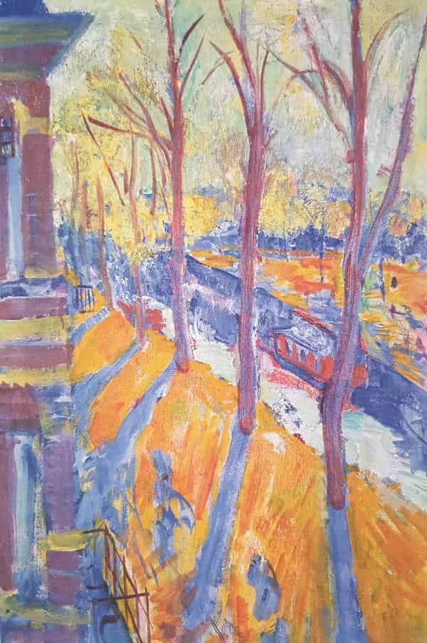 Johan Dijkstra, Spilsluizen mit untergehender Sonne, ca. 1925, Öl und Wachs auf Leinwand, 93 x 63 cm