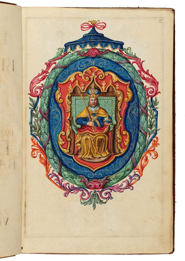 Kaiser Heinrich. Miniatur aus dem Bücherverzeichnis des Bamberger Domkapitels. Bamberg, 1736